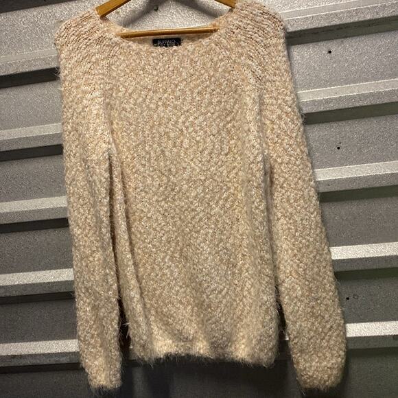 Buffalo by David Bitton pale pink and white loop knit crew neck fuzzy sweater‎ - Picture 1 of 7